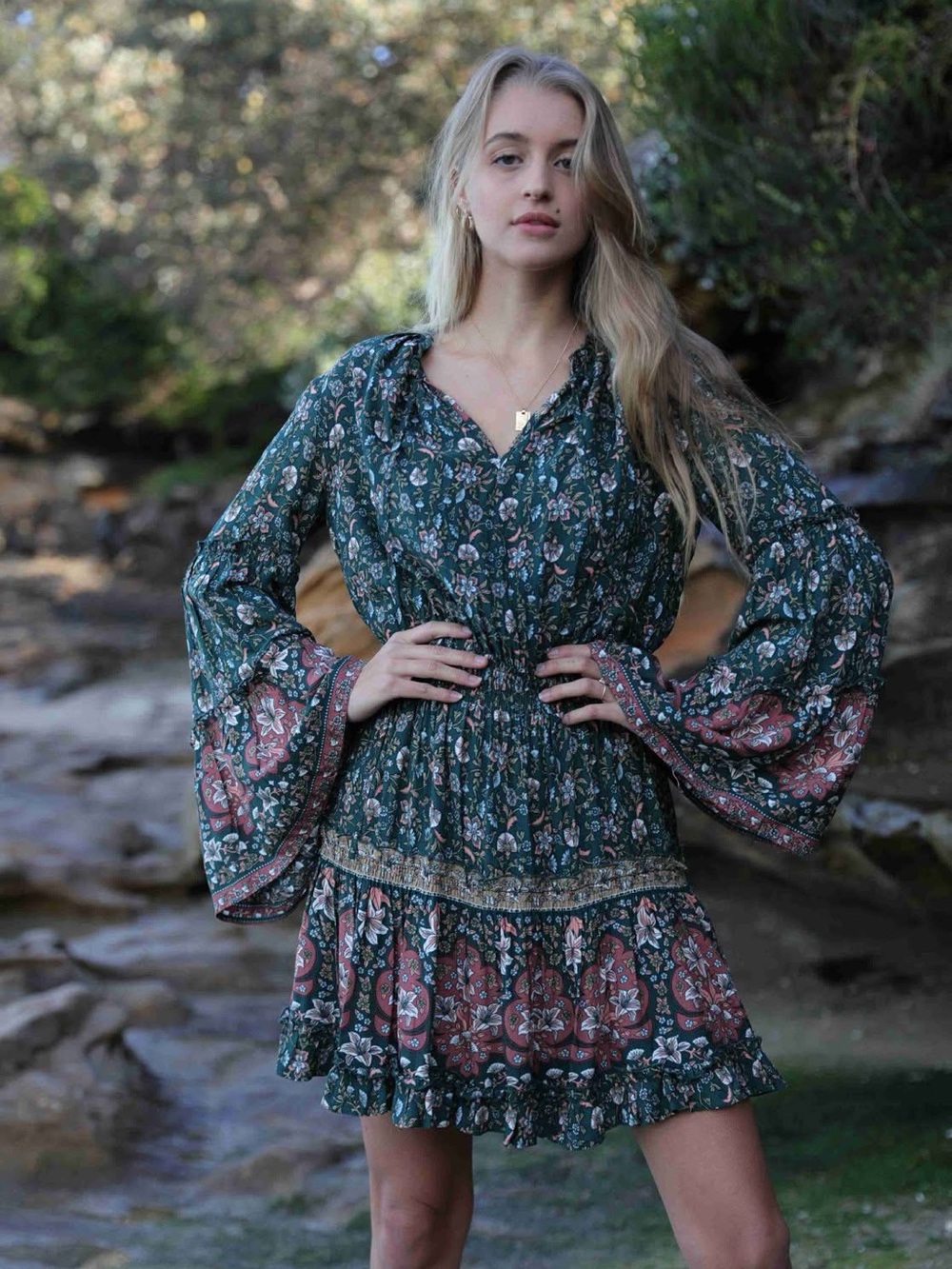 Shareen Collections Australia Boho Floral Mini Dress – AU 10 / US 6